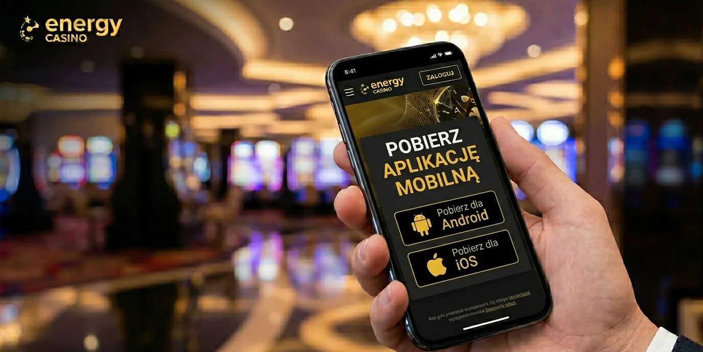 Logowanie do aplikacji Energy Casino — ekrany startowe na Androidzie i iOS